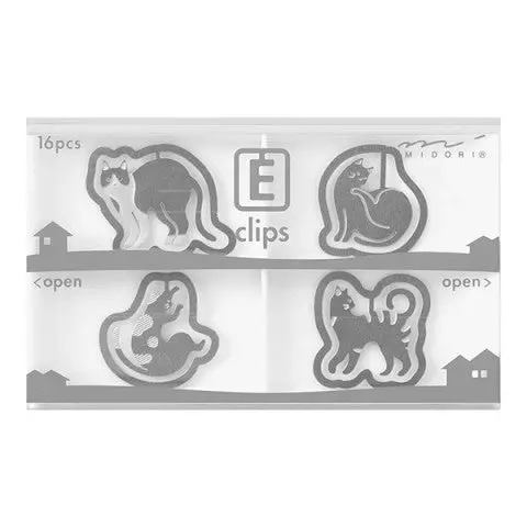 Midori Etching Clips- Cats- Box Of 16 Paper Clips 1