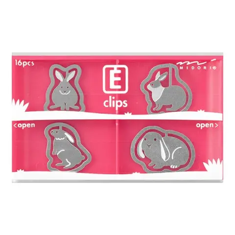 Midori Etching Clips- Rabbits- Box Of 16 Paper Clips 1