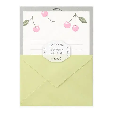 Midori Letterpress Cherry Letter Set 1