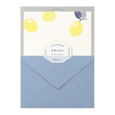 Midori Letterpress Lemons Letter Set 1