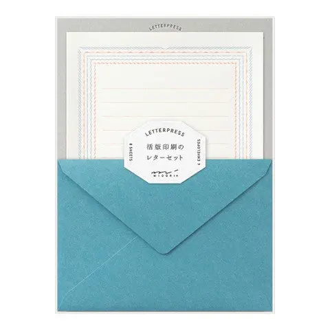 Midori Letterpress  Red And Blue Frame Letter Set 1