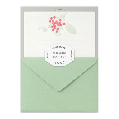 Midori Letterpress Red Bouquet Letter Set 1