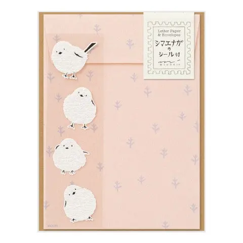 Midori Long-Tailed Tit Letter Set With Stickers- Set Of 4 1