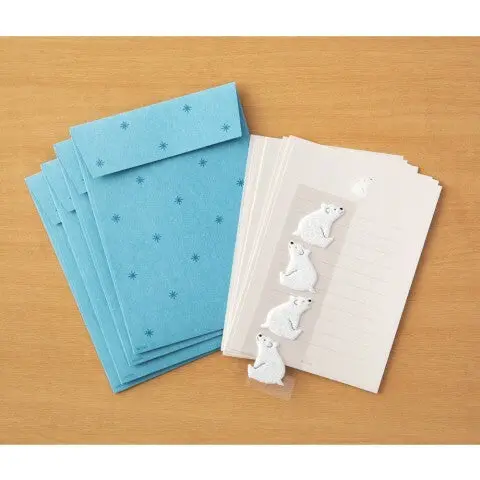 Midori Polar Bear Letter Set With Stickers- Set Of 4 1