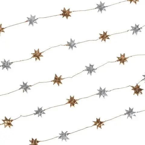 Palm Leaf Star Garland- Gold And Silver 1