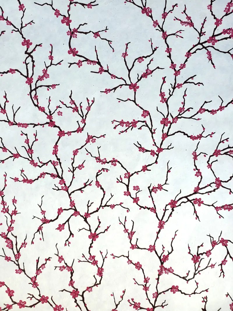 Peach Blossoms Lokta Paper 1