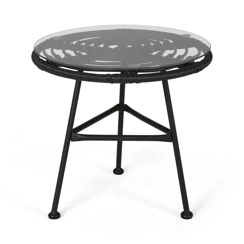 Petrichor Outdoor Side Table With Tempered Glass And Steel Frame 2