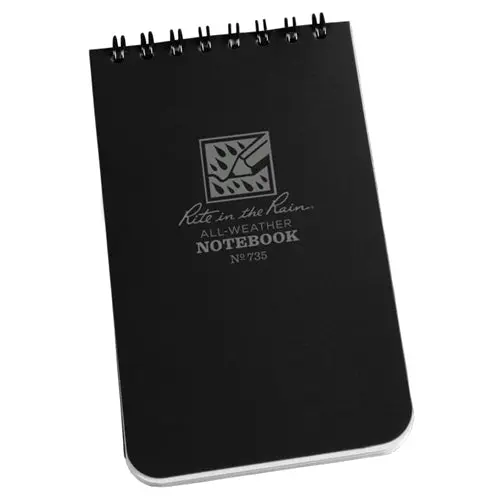 Rite In The Rain Spiral Notebook- Black- 3X5 1