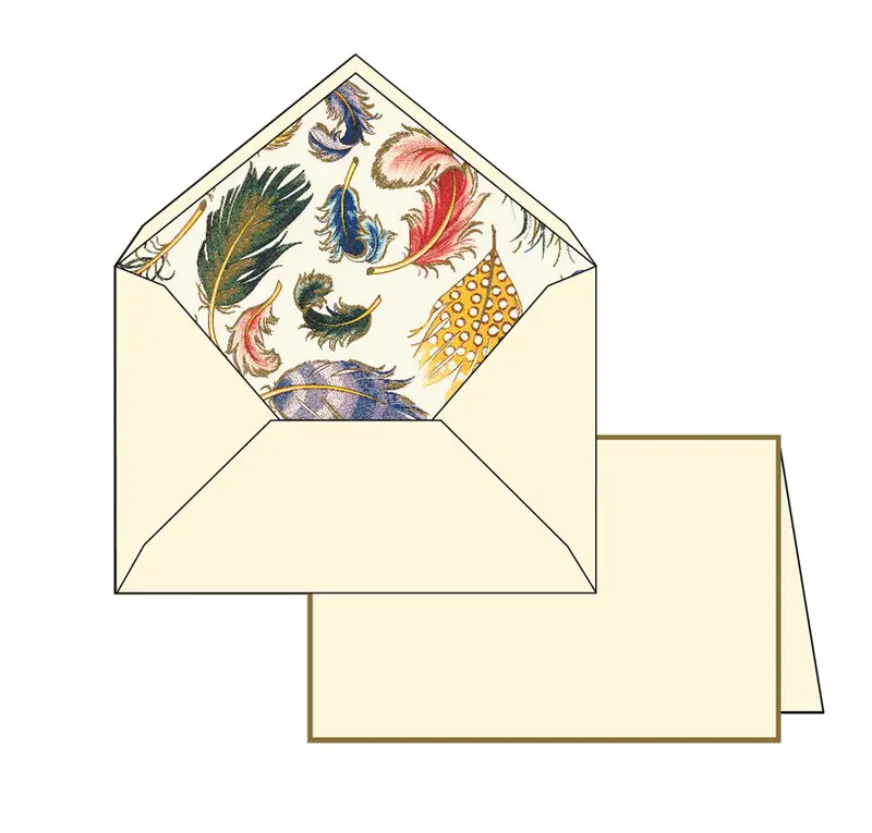 Rossi 1931 Feathers Stationery Set With Gold Border- 3.25 By 5.25 Inches 1