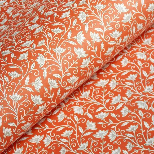 Rossi 1931 Italian Decorative Paper- Flowers On Red Background 1