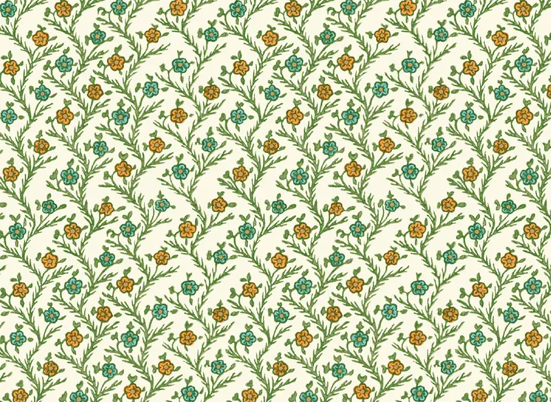 Rossi 1931 Italian Decorative Paper- Patterned Flowers In Blue And Orange 1