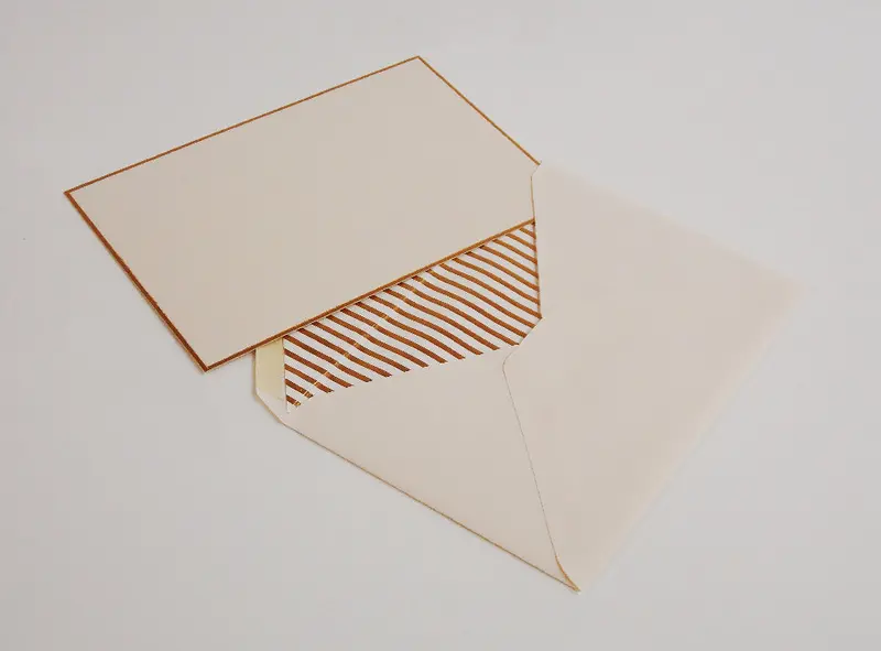 Rossi 1931 Stationery Set- Flat Card And Lined Envelope- Gold - 4.5 By 6.5 Inches 1
