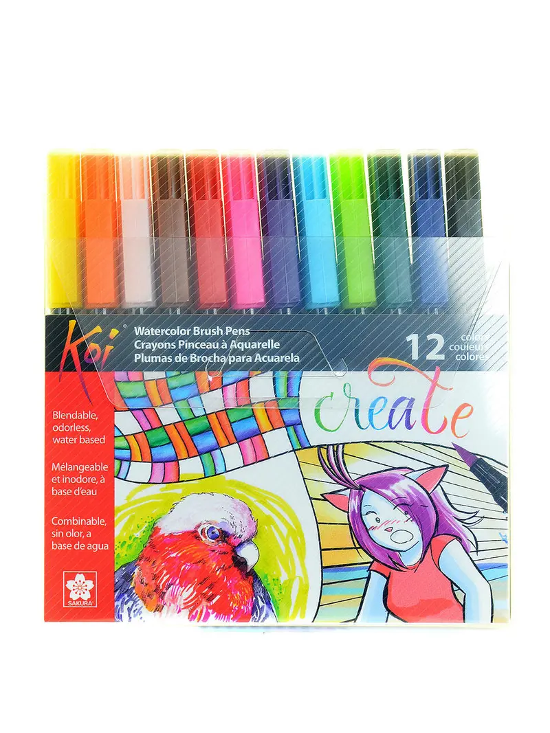 Sakura Koi Coloring Brush Pens- Set Of 12 Colors 1