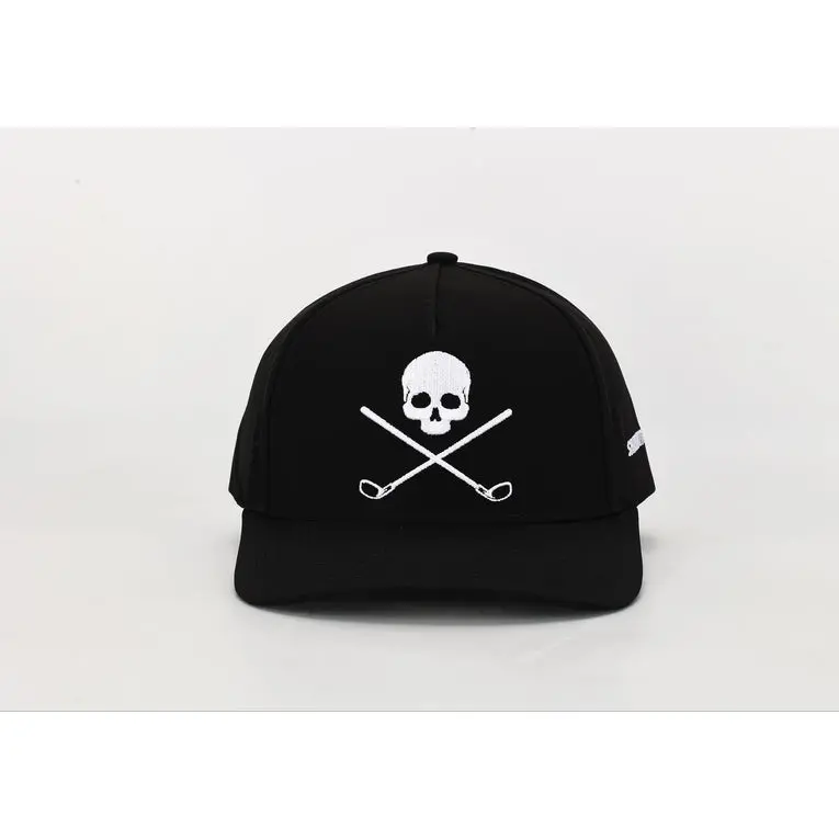 Shank It Golf Skull And Crossbones Black Golf Hat 1