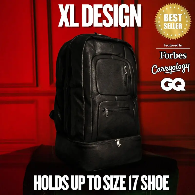 Sole Premise Black Leather Patented Shoe Bag (Xl Design) *Holds Size 17 1
