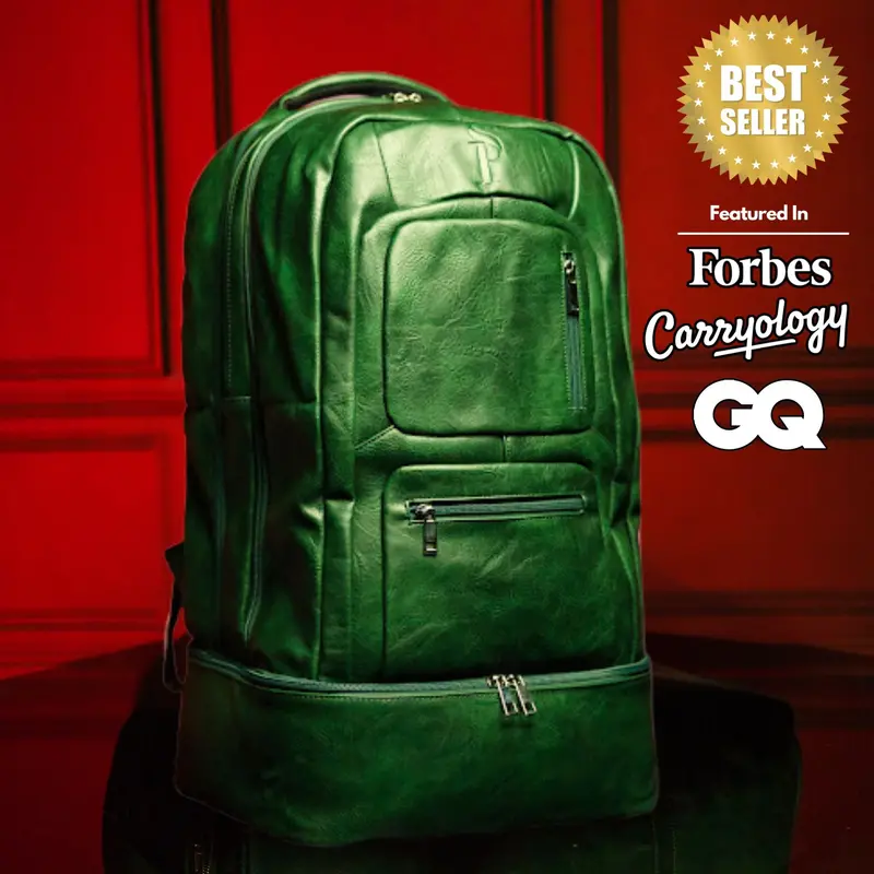Sole Premise Emerald Green Leather Luxury Carry-On Backpack (Patented Signature Design) 1