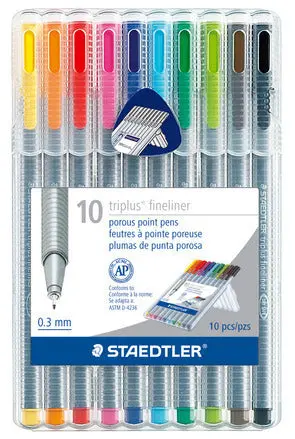 Staedtler Triplus Fineliner .3 Mm Colored Pens- Set Of 10 1