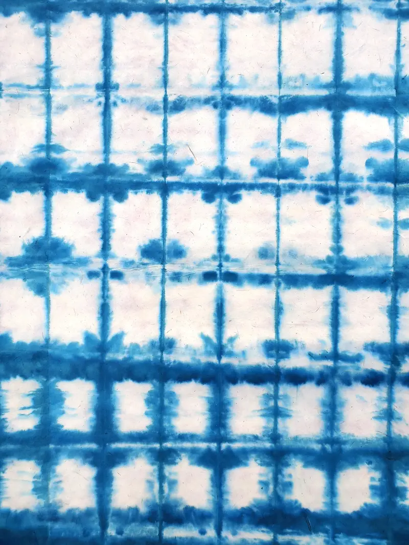 Tie Dye Lokta Paper- Blue Rectangles 1