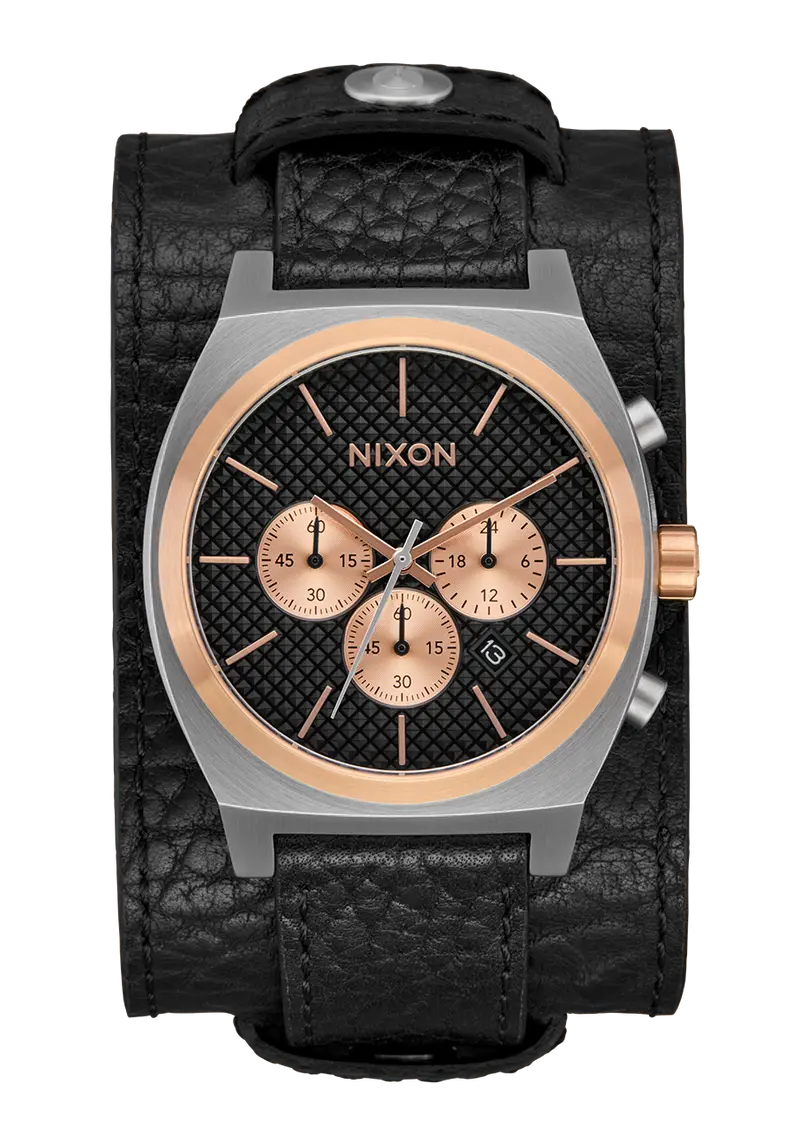 Time Teller Chrono Leather - Silver / Rose Gold / Black 1