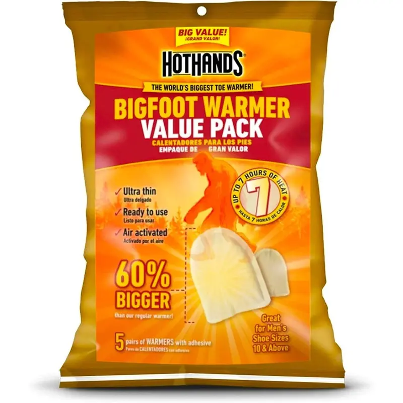 Trapski Hothands Bigfoot Warmers - Long Lasting Safe Natural Odorless Air Activated Warmers - Up To 7 Hours Of Heat - 5 Pair Pack 1
