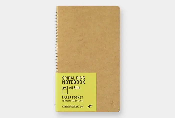 Traveler's Company Spiral Ring Notebook- Paper Pocket- Vertical A5 Slim 1