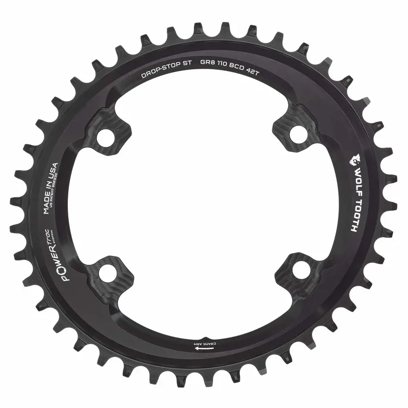 Wolf Tooth Oval 110 Bcd Asymmetric 4-Bolt Chainrings For Shimano Grx Cranks 4